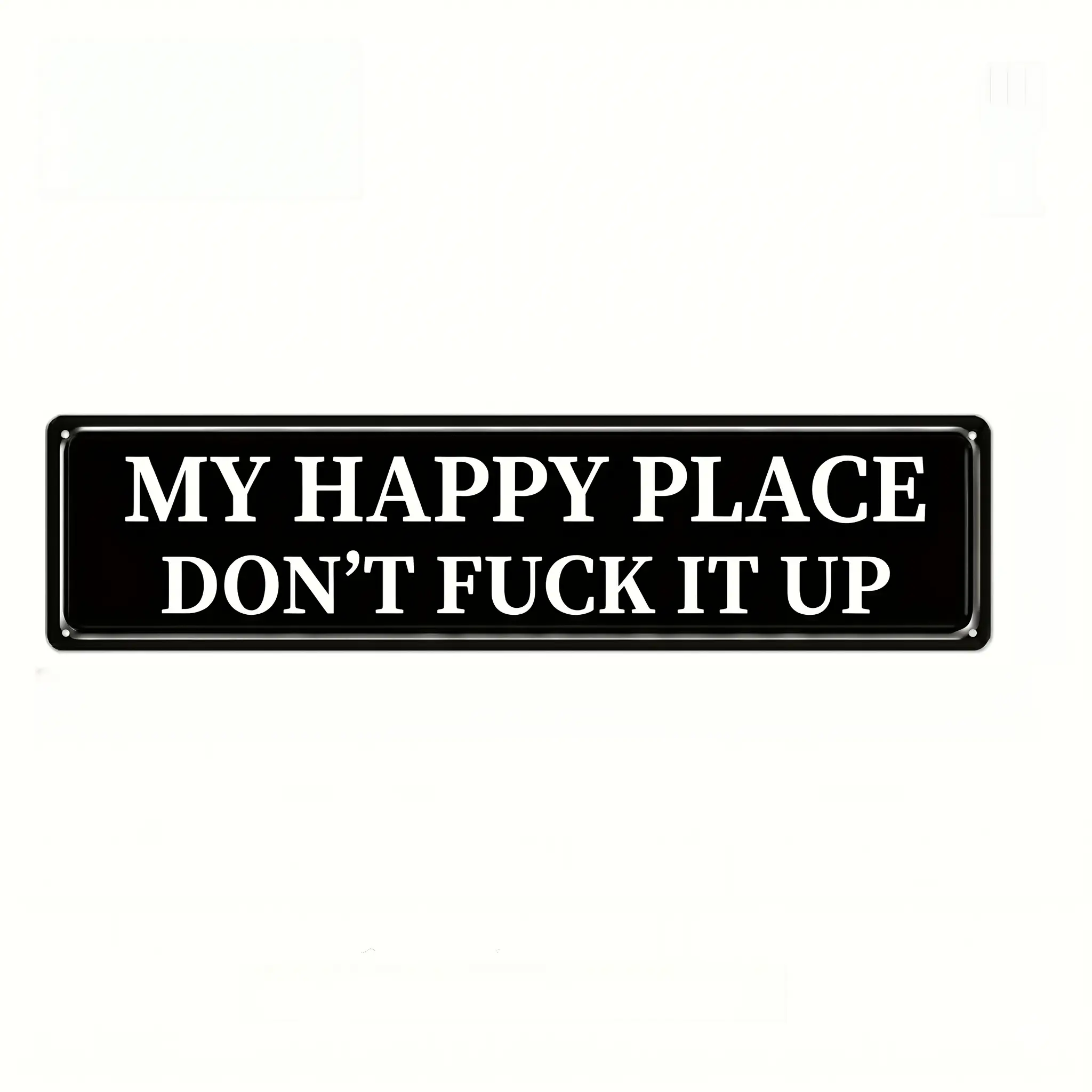 Welcome to My Happy Place Wall Decor Metal Sign |     Farmhouse Home Wall Art Plaque |     Unique Gift for Mom, Friends & Family |     Bedroom, Kitchen, Bar Decor,Sarcastic Warning Notice Plaque for Gate Fence,Unique Fathers Day Gift