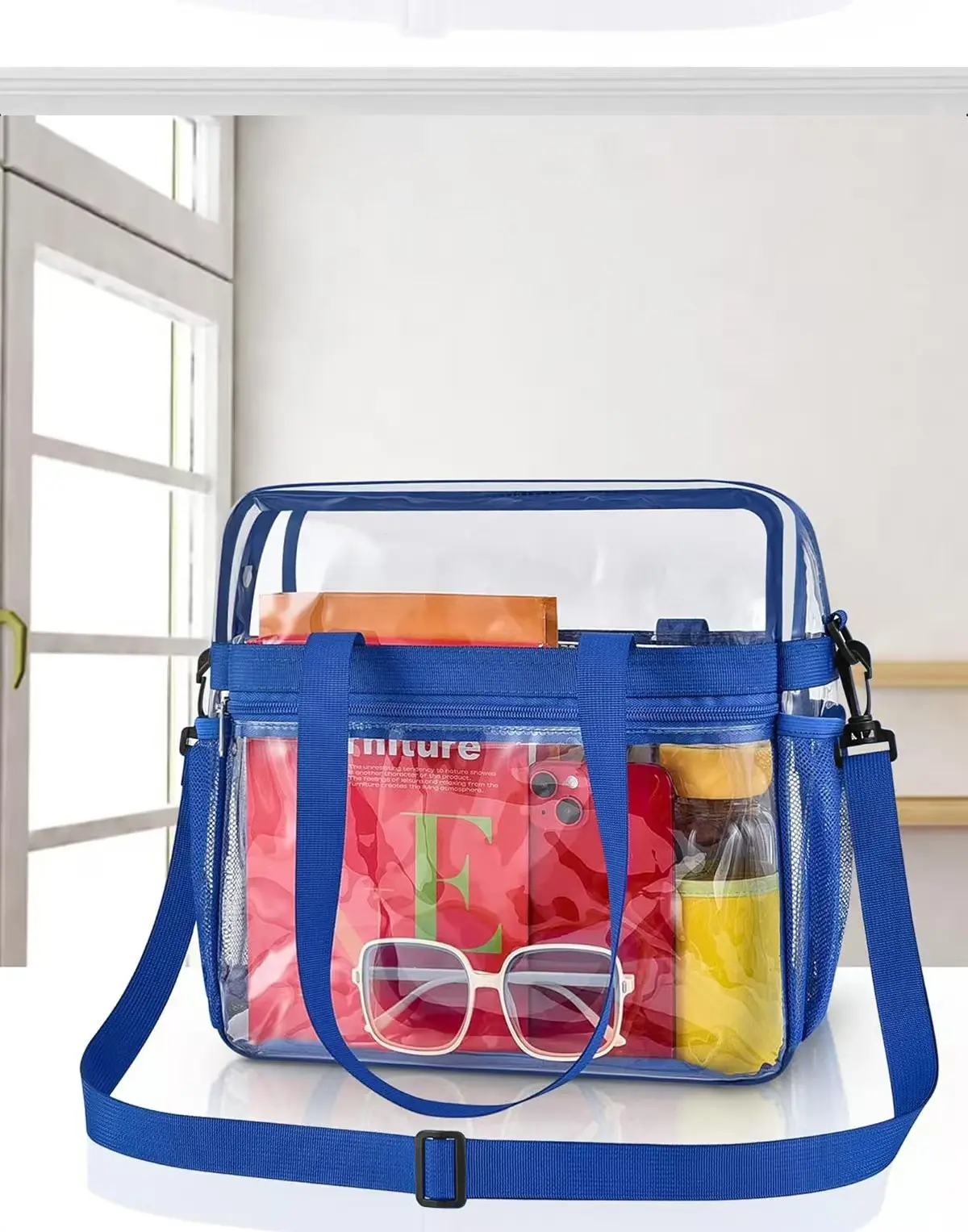 Unisex Transparent Storage Bags - Reinforced Handles, Portable, Suitable for Concert & Sport Event Carrying, Commuting, Gym Use (Home Organizer Lunch Bag), Unisex Bag