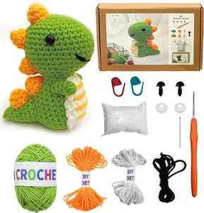 Crochet Kit for Beginners for Adults and  Learn to Dinosaur Crochet Kit, Crochet  Kit Starter Knitting with Step-by-Step Video (Green Dinosaur)