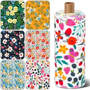 Redbaker 30 Pcs Reusable Paper Towels Rolls Kitchen Towels Bulk Washable Paperless Cloth Cotton Hand Napkins with Cardboard Reusable Napkins for Kitchen Bathroom(Floral,10 x 12 in)