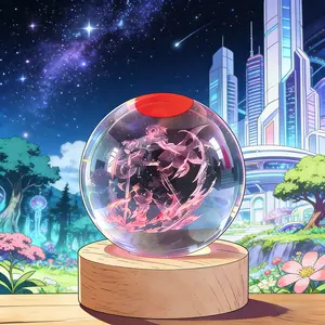 Demon Slayer Anime Crystal Ball -3-Inch Luminous Color-Changing lass ball, with laser-carved cartoon characters and LED lamp base, is very popular among anime lovers, and is a very suitable holiday decoration for collection and gift-giving.