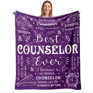 School Counselor Gift, Thank You Gift for Female Counselors, Essential Office Blanket, 1pc School Counselor Coverlet, Soft Office Blanket, Soft Warm Blanket, Soft Throws Blanket, Cozy Blankets