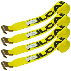 VULCAN Winch Strap with Flat Hook - 4 Inch x 30 Foot - 4 Pack - 5,000 Pound Safe Working Load Truck Car Accessories Vehicle