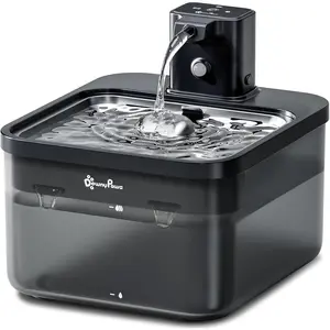 Water Fountain Cordless, 84oz/2.5L Fursink  Pet Water Fountains for Cats Indoor,  Operated  Drinking Fountain with Motion Sensor, Ultra Quiet Pump, , Black Pro