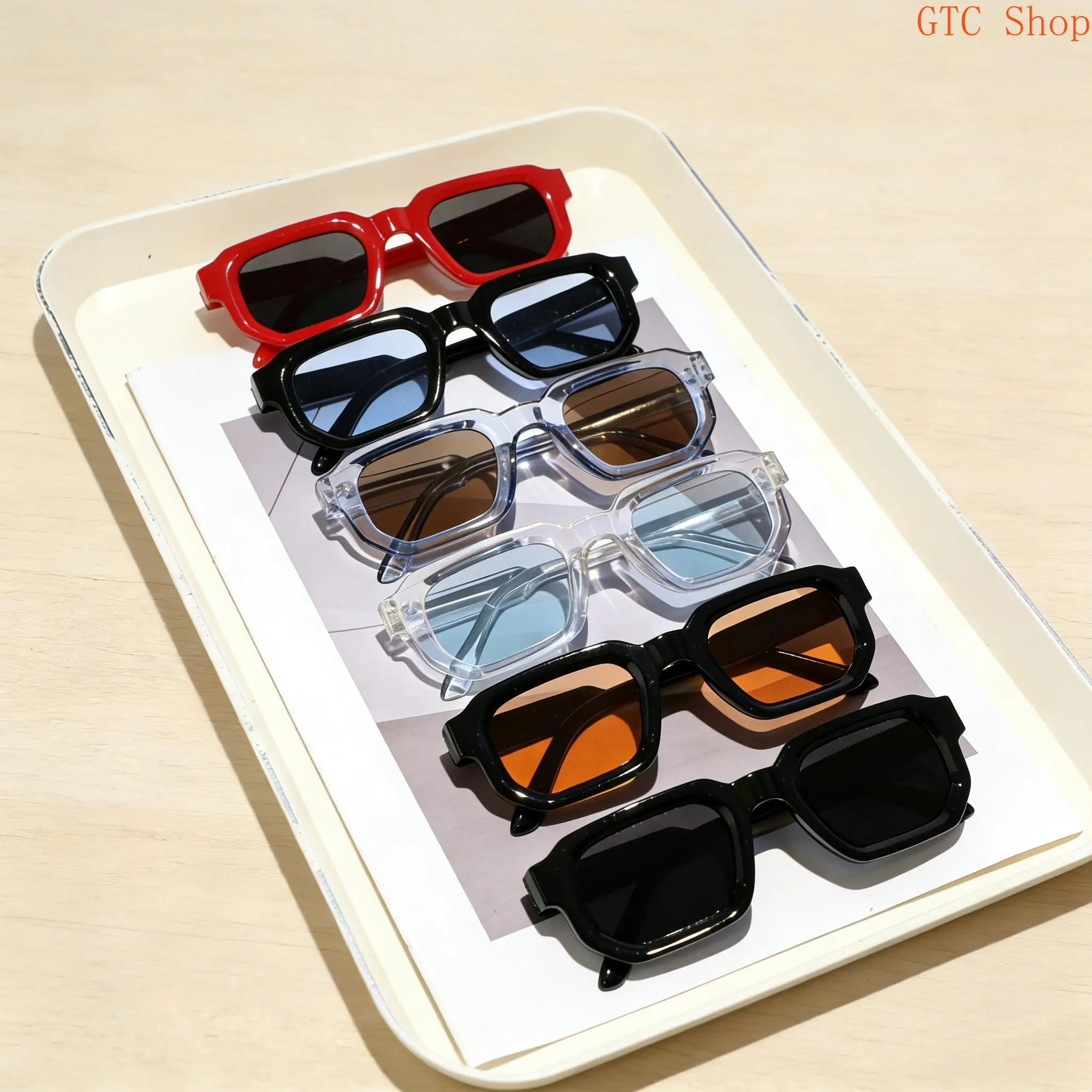6-Pack Vintage Rectangle Frame Sunglasses for Women & Men – Y2K Retro Fashion Narrow Square Sunnies with UV400 Protection, Trendy 90s Classic Luxury Eyewear for Driving Beach Streetwear Outdoor Daily Outfits summerwins