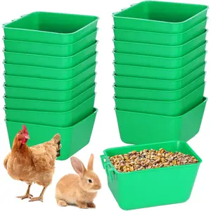 20 count Cage Cups 16 oz Chicken Feeder Waterer Birds Feeders Hanging Bunny Cage Feeder Chicken Water Bowl Feeding Seed Bowl for Pet Parrot Rooster Parakeet Gamefowl Poultry Pigeon Wire Cage