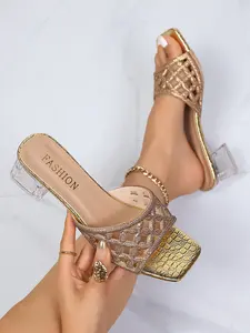 Women's High Heel Sandals, Sparkling Silver Color/luxury, Elegant Hollow Out Woven Upper, Embellished with Rhinestones Footwear, Shoe