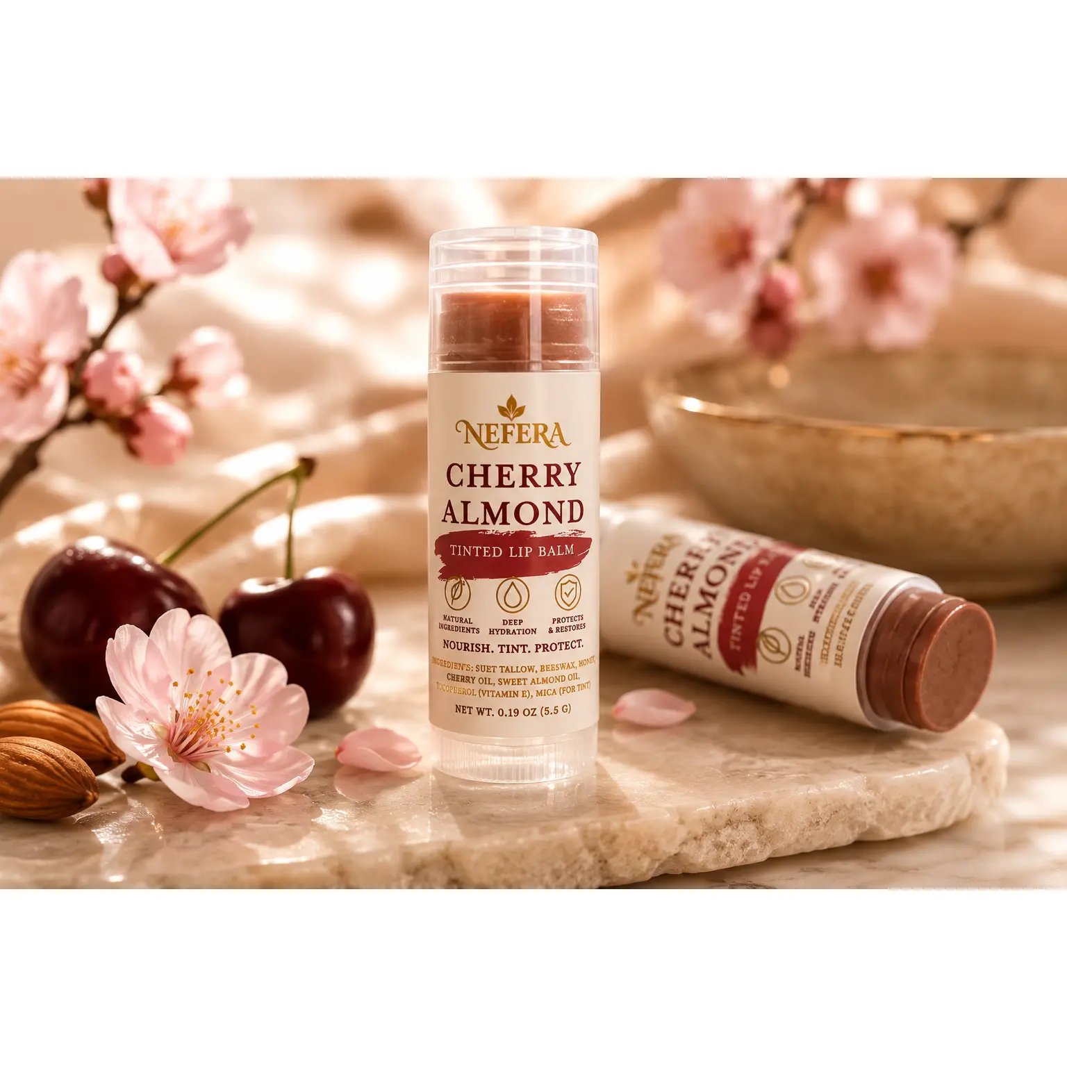 Cherry Almond Tallow Lip Balm (Rose Tinted)