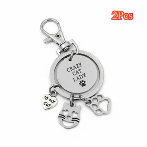 2Pcs Handmade I Love Cats Lucky Waving Cat Charm Paw Pets Animal Pendant for Diy Jewelry Making Personalized Pendant Necklace
