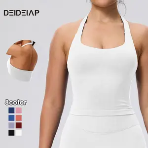 Deideiap Halter Top Workout Yoga Women's Tank Tops Workout Sports Vest Seamless  Backless Tanks Fitness Gym Sportswear Fitness Gym Outdoor Tank Tops Removable Chest Pad Sports Tank Top strength training Tank