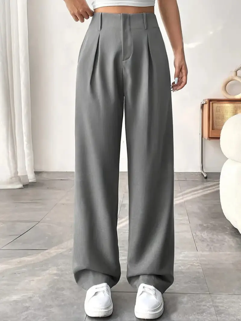 Elegant High-Waisted Wide-Leg Pants, Slimming Fit Spring Summer Fashion, Versatile Casual Business Wear, Long Comfortable Trouser