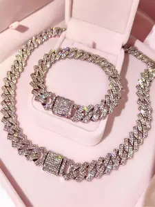 Hip-hop Heavy Industry Cuba Chain Cuban Link Chain Necklace Set Gift Box Exquisite Personality Neutral Jewelry, Boyfriend and Girlfriend