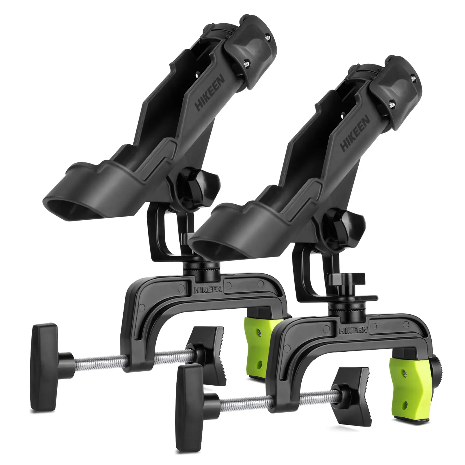 Hikeen Fishing Rod Holders for Boat, Upgraded Fishing Pole Holders with Enlarge Clamp for Most Rod, Adjustable Fishing Rod Rack Fit Round/Square Tubes Aluminum Alloy