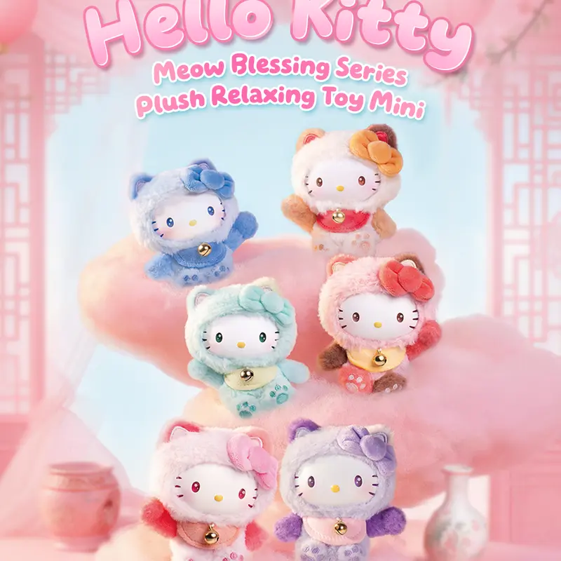 Sanrio x MINILIKE Hello Kitty Plush Mini Toy Meow Blessing Series Cute Kawaii Soft Doll Stress Relief Gift - mini