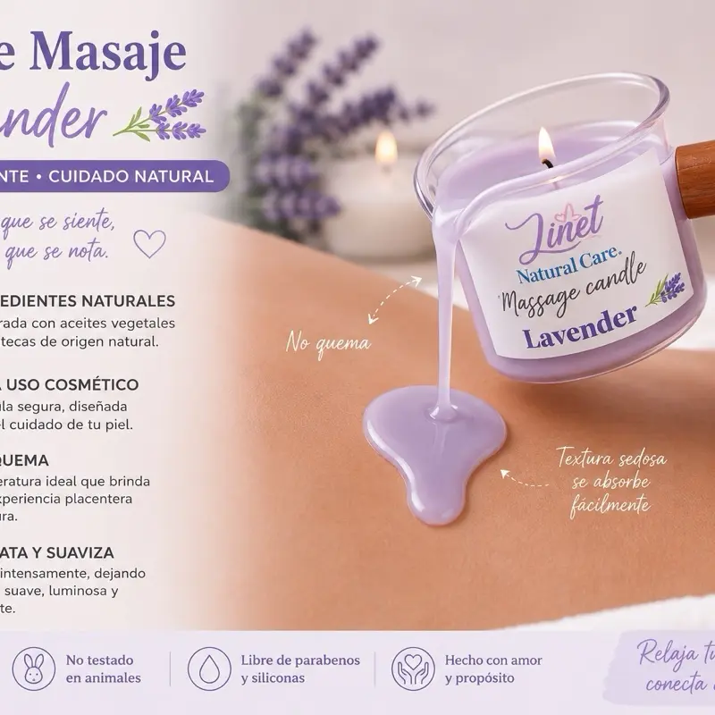 Lavender Massage Candle, Aromatherapy Wax for Relaxation and Muscle Relief