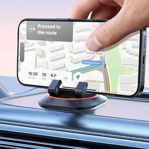 Car Phone Holder, [360° Rotatable & Vertical 30° Adjustable] Cell Phone Car Mount, [Adjustable Spring Design] Dashboard Navigation Cell Phone Holder with Non-Slip Silicone, for Smartphones