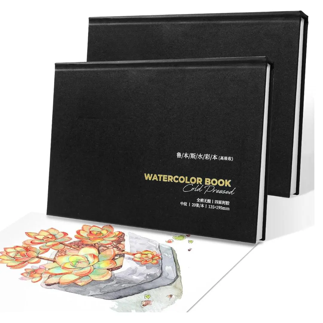 Watercolor Sketchbook, High Absorptio, Artist Quality Cold Pressed Watercolor Paper pad for Watercolors and Wet Media Block, 100% Cotton, 7.87x5 - School Supplies