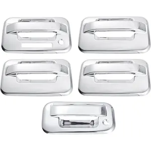 X AUTOHAUX Set of 5 Pack Driver and Passenger Side Chrome Silver Tone Car Exterior Outside Door Handle Cover with Tailgate Covers Decor Trim for Ford F-150 4DR 2004-2014