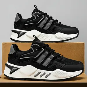 Men'S Trendy Platform Shoes, Non Slip Lace Up Low Top Running Shoes, Comfy All Seasons Outdoor Activities