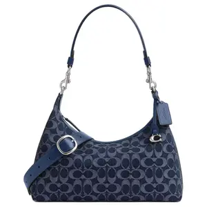 COACH Juliet 30 Denim Monogram Fabric Crossbody Shoulder Bag for Women in Navy Blue