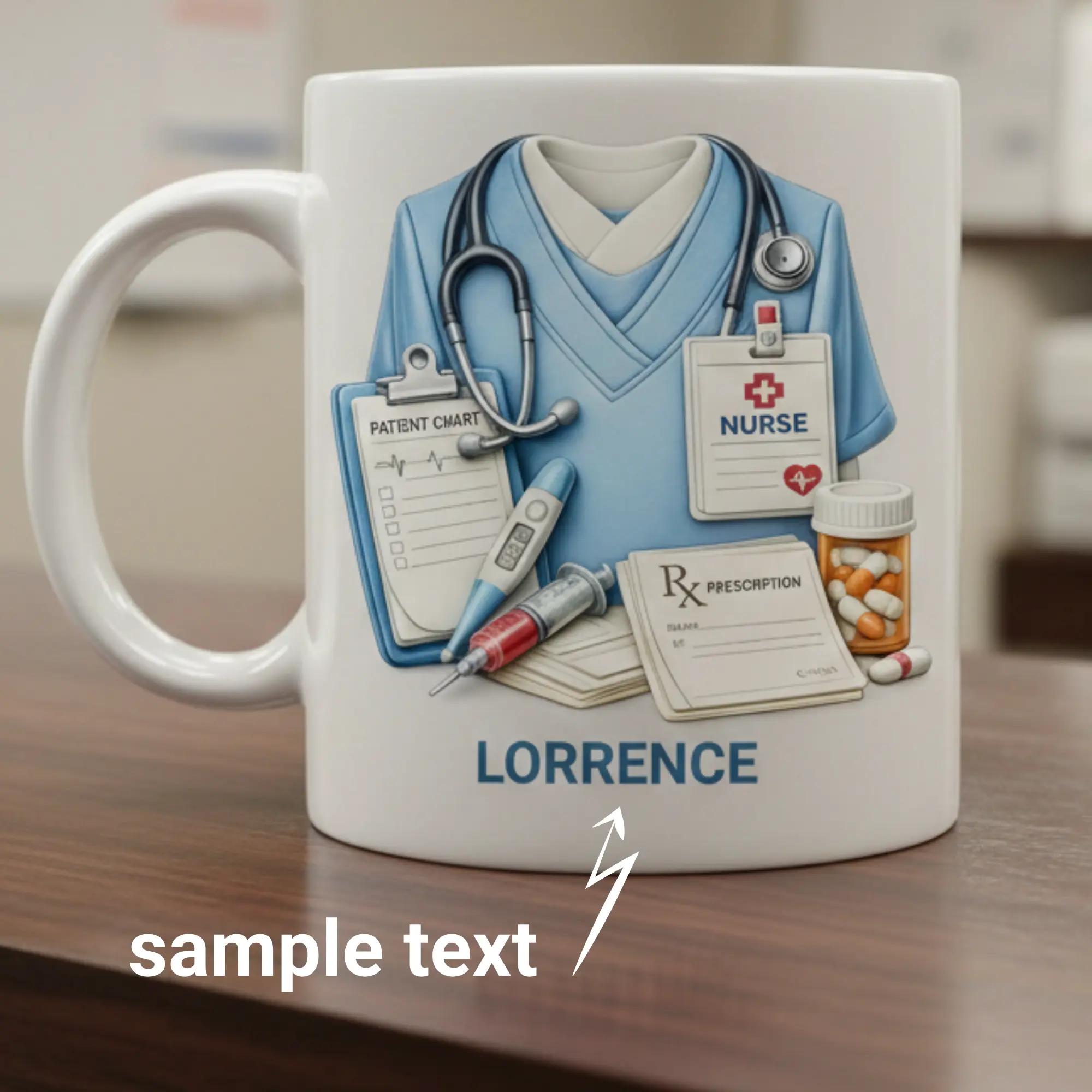 Personalized Nurse Coffee Mug 11oz or 15oz | UV Printed Nurse Mug with Custom Name | Healthcare Scrubs Design
