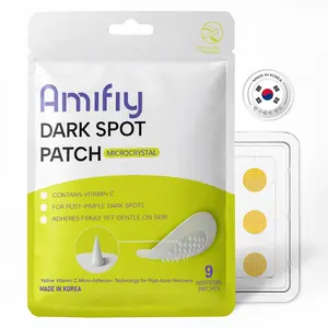 Amifiy Pimple Patches with Microcrystal Dark Spot Patches, Korean Skincare Post-Blemish Redness Cover on Body & Face, Acne Pimple Spot Remover with Vitamin C, Kojic Acid & Tranexamic Acid, 9 Count