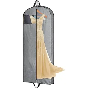 60" Heavy Duty Long Garment Bags for Travel Monogrammed Dress Bag Waterproof Oxford Fabric Wedding Dress Cover for Gowns, Winter Coats, Suits Light