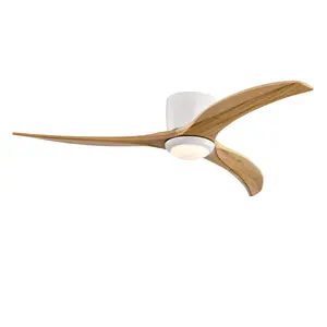 NookNova 52 Inch Wood Blade Matte White Natural Wood Ceiling Fan with Light, 6 Speed Reversible Quiet DC Motor Remote Control Rustic Fan for Porch Garage Shop