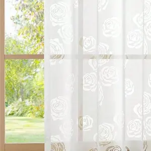 SOFT FABRIC - This spring rose pattern sheer Curtain is made of 100% premium polyester