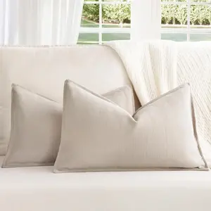 2PCS Chenille Pillow Covers 12x20inch Pillow Cover Block Pillows for Living Room Decorative Neutral Accent Throw Pillow Covers Home Textile(Without Pillow Insert)
