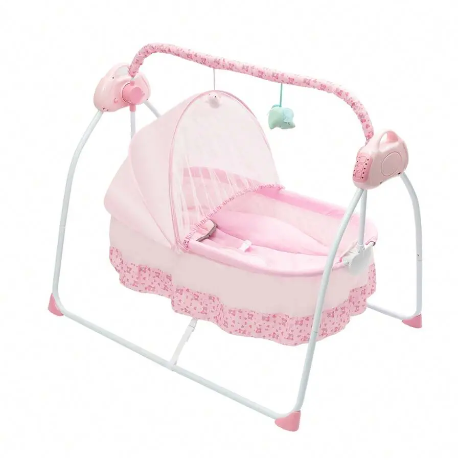 Electric Baby Auto Swing Glider Chair Cradle Bouncer with Music Play Mat, Mosquito Net, Safe Rocking Crib Bed for Newborns, Portable for Nursery Bedroom Indoor Use
