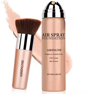 AirBrush Foundation Spray, Silky Mist Spray Makeup Kit with Brush, Full Coverage Foundation for Smooth Radiant Finish, Formula Breathable Lightweight Hydrating, Cosmetic