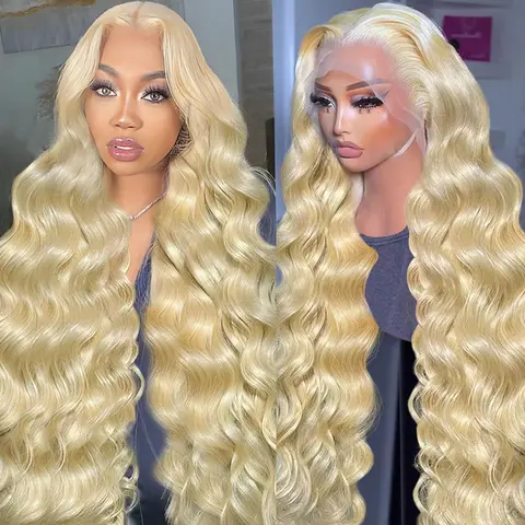 【30in Only $75】Glueless HD 13x6 Human Hair Wig, 180% Density Wavy Blonde Pre-Plucked Affordable Lace Front Wig (613 Shade, HD Lace)
