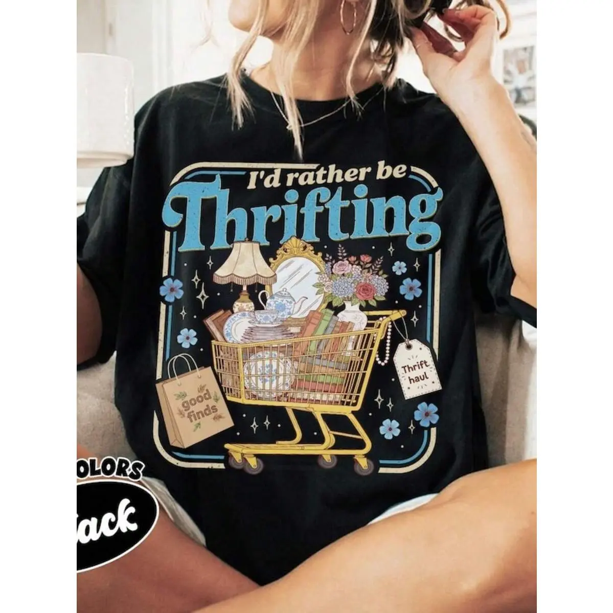 Artsadd Men's "I'd Rather Be Thrifting" Printed Casual Style T-Shirt, Antique Lover Gift, Thrift Aesthetic Garments with Quality Fabric, Cotton, Tshirt, Clothe, Top, Lightweight
