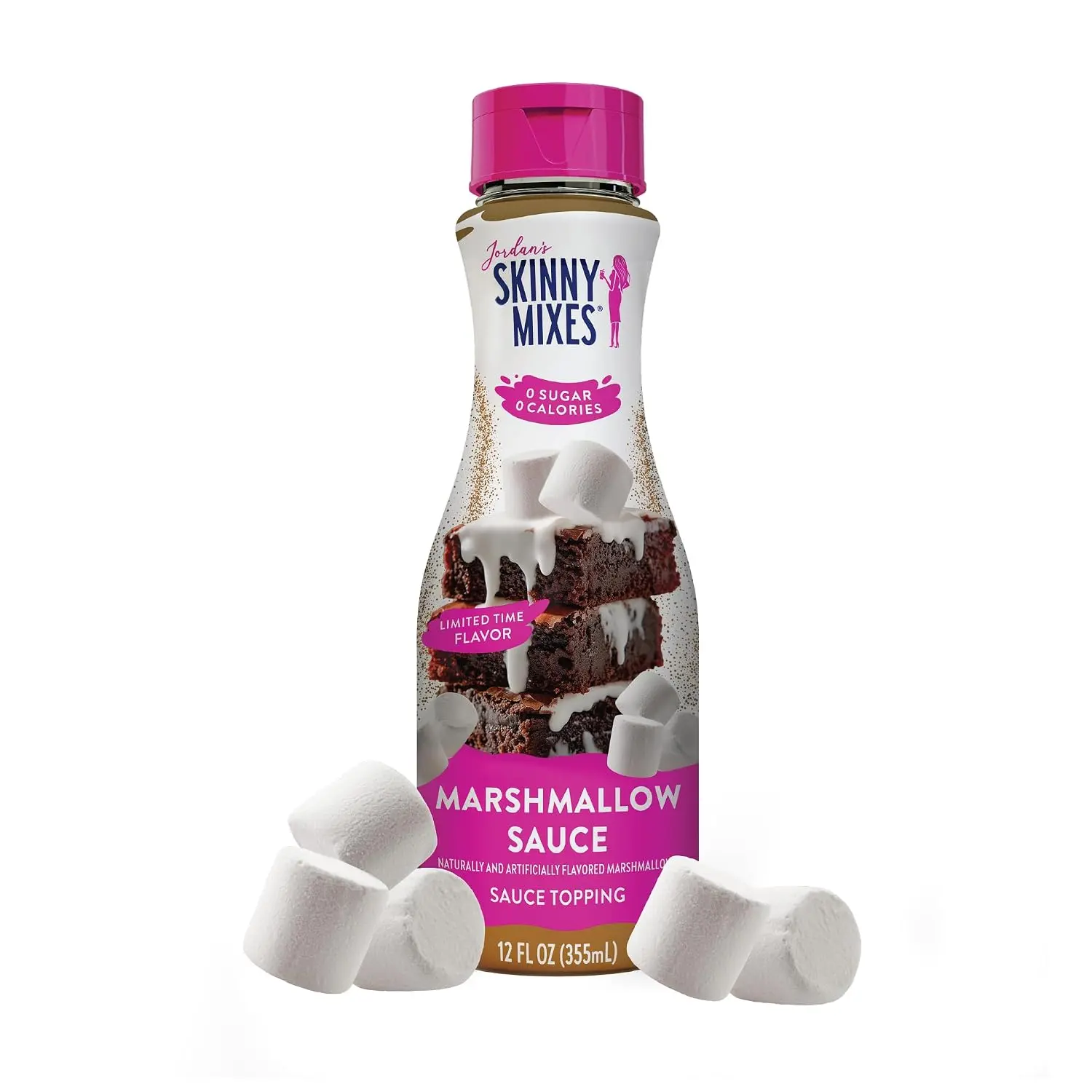 Jordan's Skinny Mixes Marshmallow Sauce Syrup, 12 fl oz | 0 calories, 0g sugar, 0g carbs, Keto-friendly coffee flavoring syrup, Drizzles over lattes, mocktails, and desserts