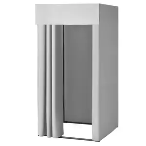 【FathersDayGift】VEVOR Fitting Room, Dressing Room with Thick Polyester Curtains, Privacy Space with Shading Curtain and a Hook, for Boutique, Mall, Tailor's Store & Outdoor 39 x 39 x 78 in (Black and Gray-White)