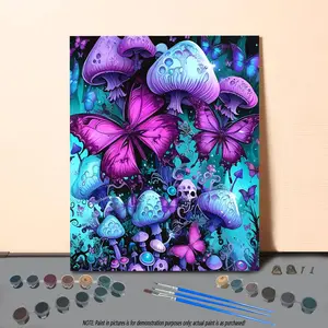 Mushroom & Butterfly Pattern DIY Painting By Numbers Kit, 1 Set DIY Paint By Numbers Kit without Frame, Wall Art Decoration for Home Living Room Bedroom