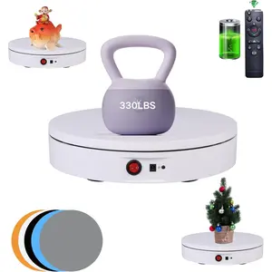 Motorized Rotating Display Stand,330 Lbs Load,360 Degree Rotating Photography Turntable For Display,Video Show, Live Show,Remote +5 Colors Backgrounds(White / 11.8inch /)