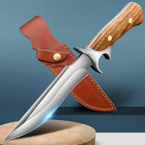 Men’s Camping Fixed Blade Outdoor Stainless Steel Knives, Wooden Handle, Ideal for Hunting, Fishing and Survival Gear, Cool Men’s Knife Gift