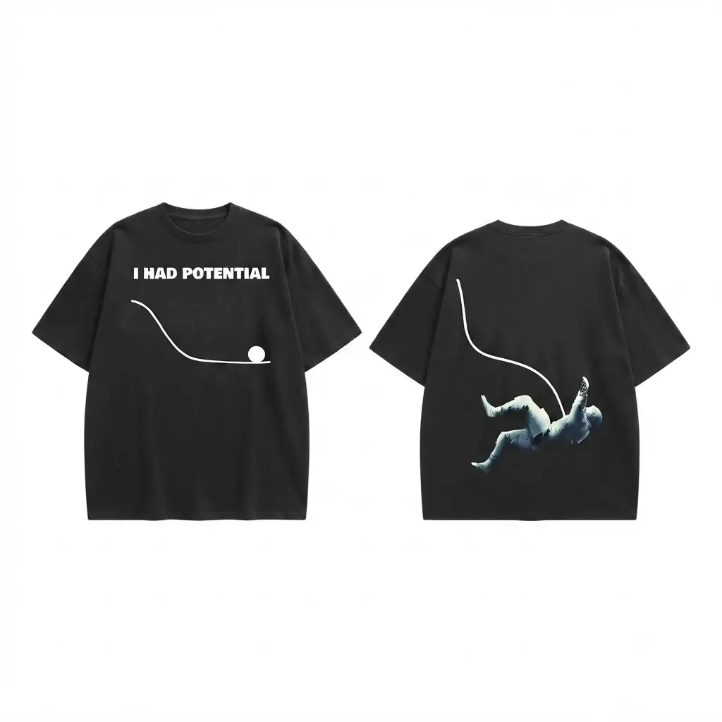 I Had Potential Physics Meme Graphic Tee Vintage Oversized Streetwear T-Shirt