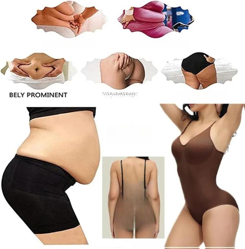 Women V Neck Spaghetti Strap Bodysuits Open Crotch Shapewear Slimming Body Shaper Smooth Out Bodysuit