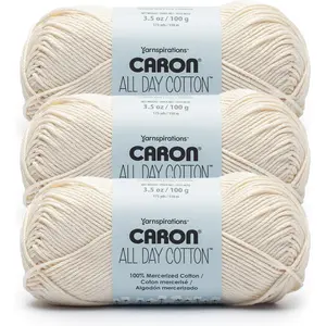 All Day Cotton 3 Pack of 173 Yards/3.52 oz Cream 100% Mercerized Cotton Yarn