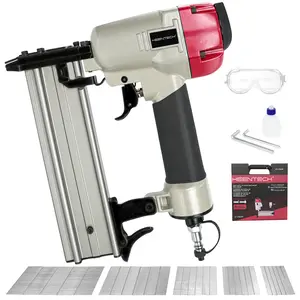 KEENTECH Pneumatic Brad Nailer Kit, Aluminum Open Magazine Design, Fires 18 Gauge 5/8" to 2" Brad Nails, with Carrying Case, Safety Glasses, 3000pcs Nails（KT-F50GF）