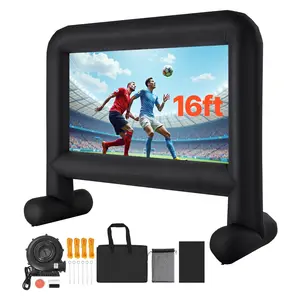 16FT Inflatable Movie Screen, Inflatable Projector Screen with Portable Storage Bag, 16:9 Easy Set Up for Outdoor Backyard Movie Nights, Home Theater, Theme Parties, Portable Outdoor Cinema Projection System with Quick Inflate