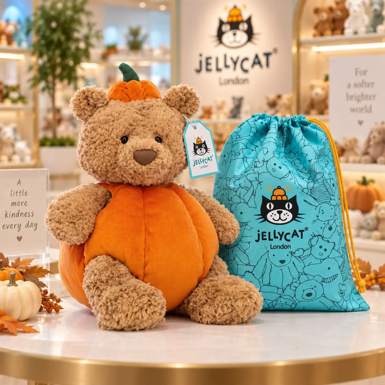Jellycat Bartholomew Bear Pumpkin – Ready to Ship USA | Gift Bag Included | Cozy Fall Plush Collectible Halloween Gift