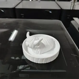 Cute Cow Ring Holder with Round Plate, 3D Printed Plastic Farmhouse Style, Bohemian Women's Gift Jewelry Dish Organiser, Bathroom Storage Office Home Decor, Bathroom Accessories Storage