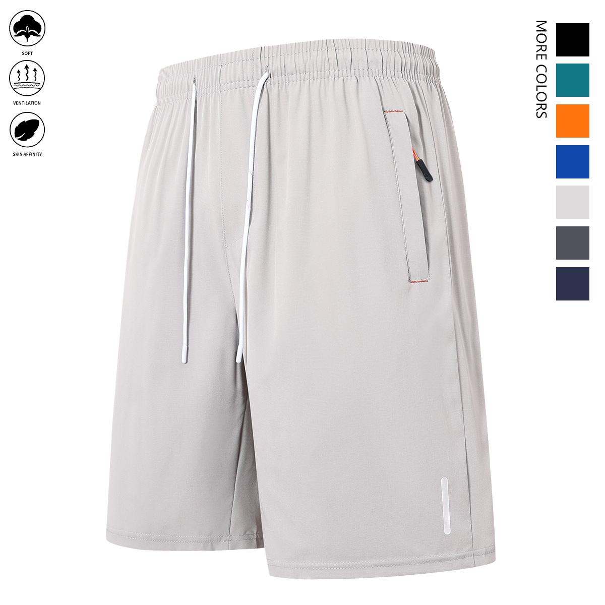 5-piece set of quick-drying and comfortable shorts, men's casual non-elastic elastic waist drawstring shorts with zipped pockets, suitable for summer gym workouts and training.