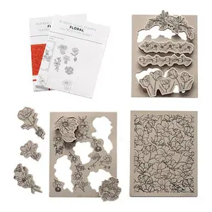 Crafts & Sewing Diamond Press Birthday or Floral Cling Rubber Stamp Kit