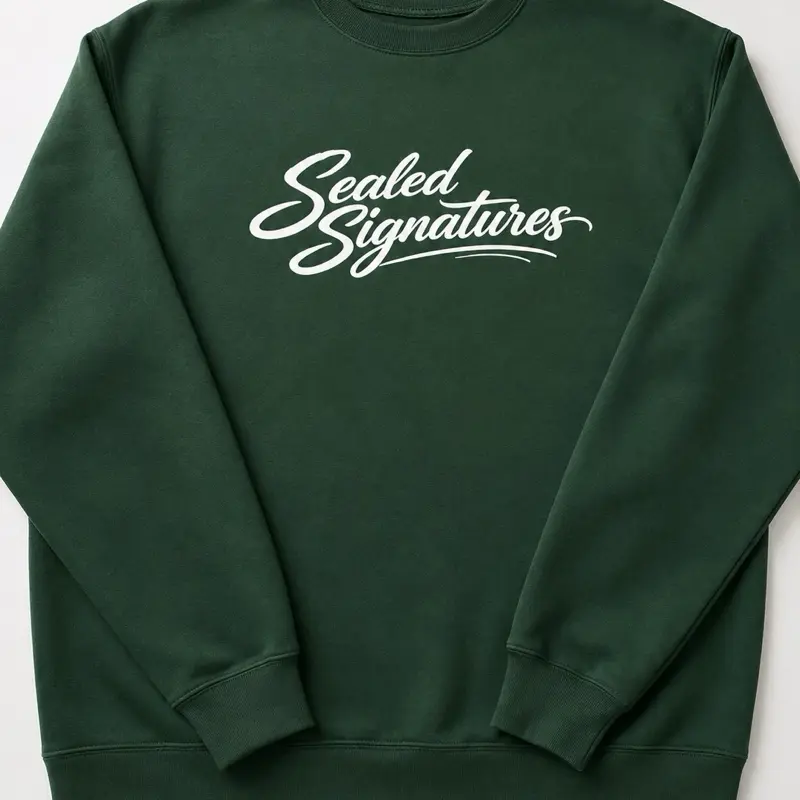 Men's Sealed Signatures Crewneck Sweatshirt - Custom Hand-Ironed, Limited Run, Script Logo