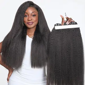 MISS ROLA 15A Kinky Straight 3 Bundles 4 bundles 100% Unprocessed Virgin Human Hair Double Wefted Cuticle Aligned Natural Texture Authentic Hair Extensions for Black Women 18 20 22 inch